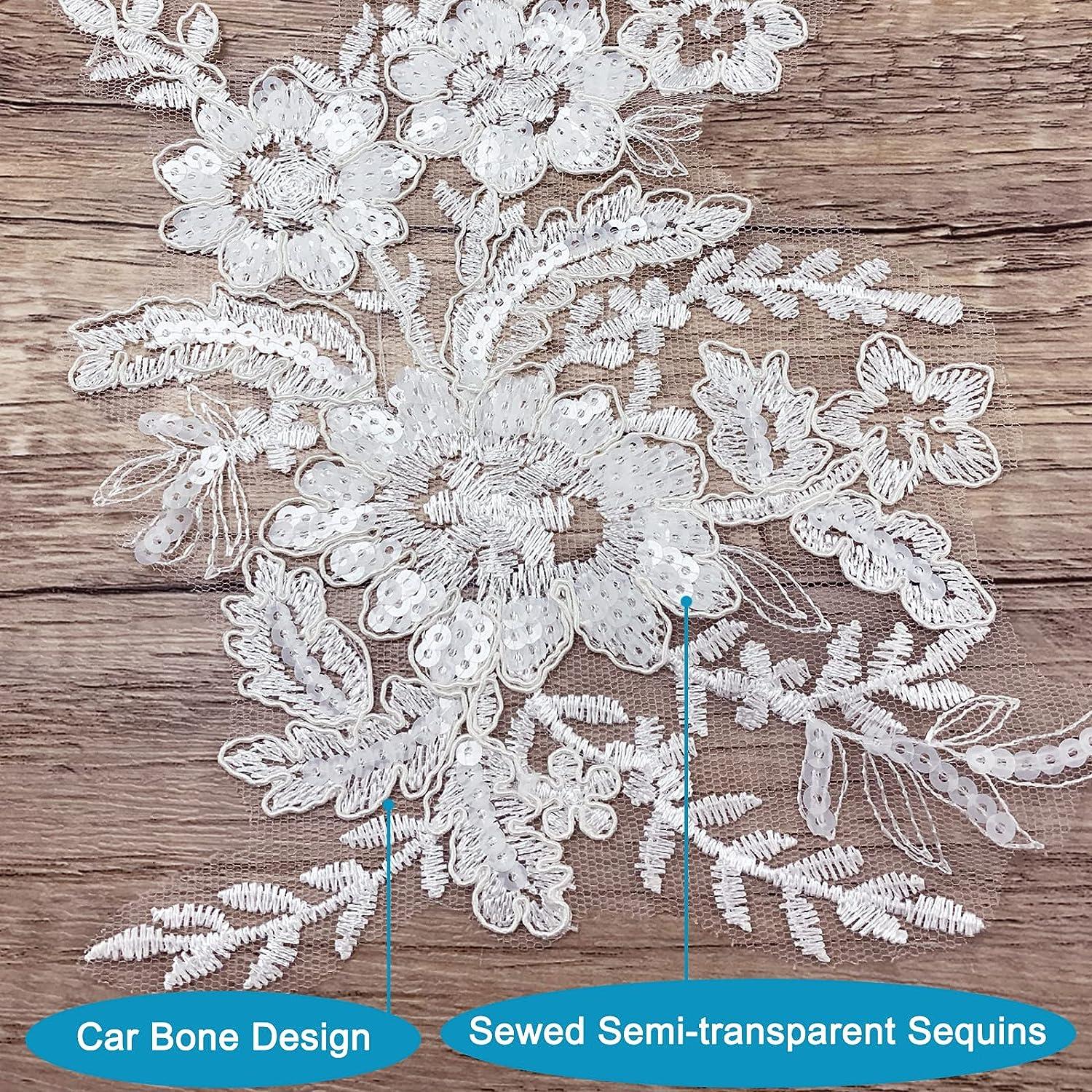 Couture Embroidery Lace Applique .pink Flower Patches Appliques Sewing On  Wedding Bridal Evening Dress Gown 1 Pair - Yahoo Shopping