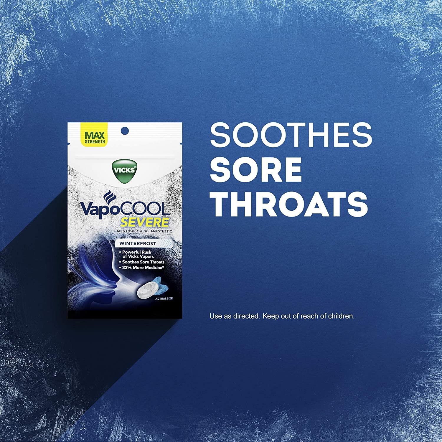VapoCOOL Severe, Medicated Drops, Menthol Soothes Sore Throat Pain