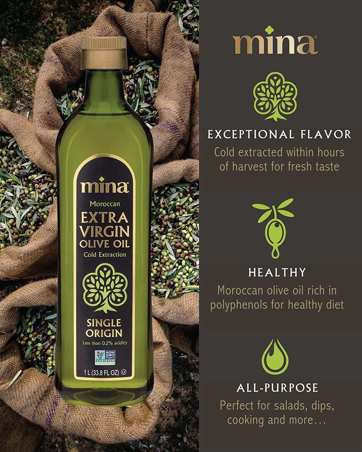 Mina Extra Virgin Olive Oil, New Harvest, Polyphenol Rich Moroccan