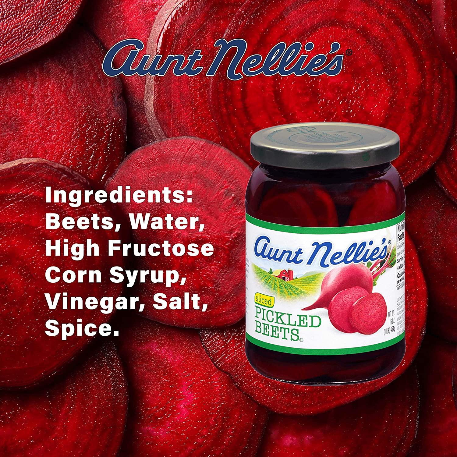 Aunt Nellie’s Sliced Pickled Beets Tangy, Earthy, Sweet and Delicious Deep Vibrant Ruby Red