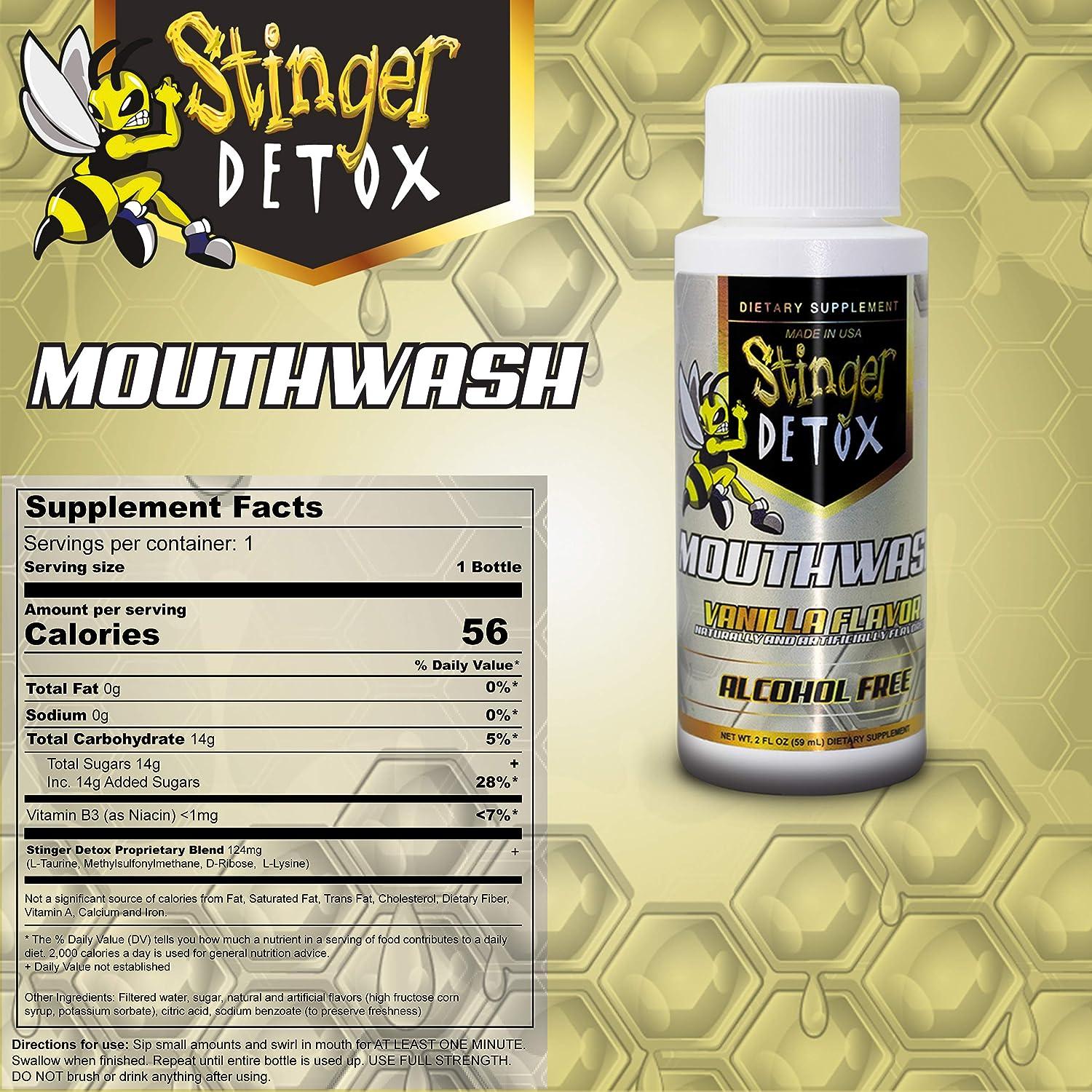 Stinger Detox Mouthwash Drink Vanilla Flavor 2 FL OZ AlcoholFree