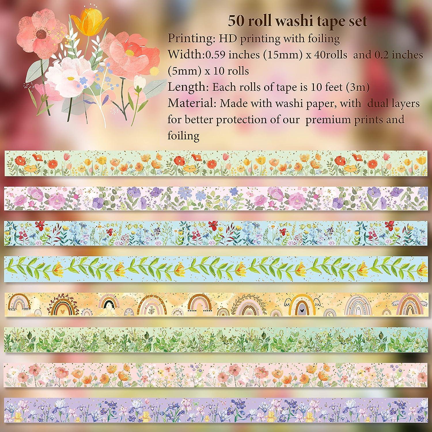 Pink Retro Floral Washi Tape - 15mm