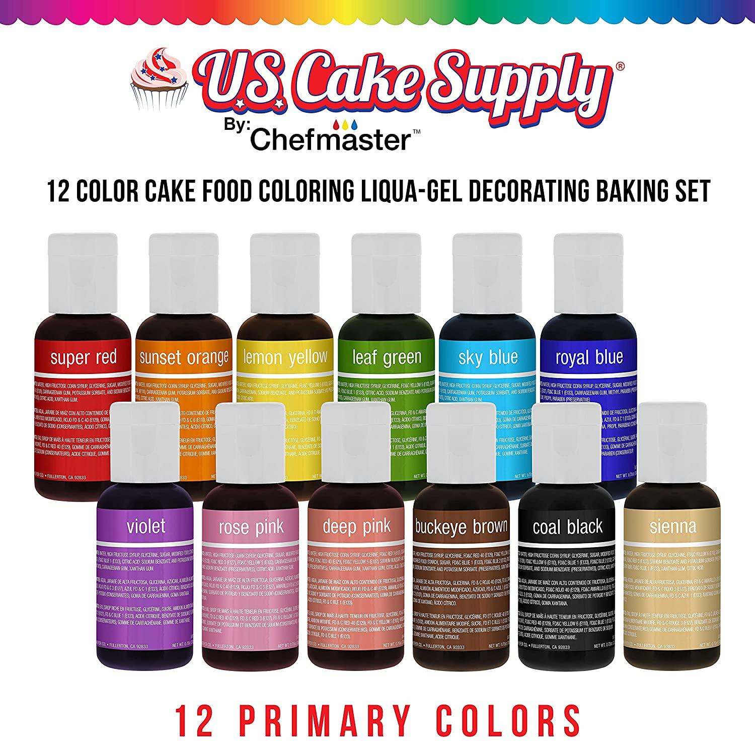 Food Coloring Liqua-Gel - 12 Color Variety Kit in .75 fl. oz. 20ml Bottles