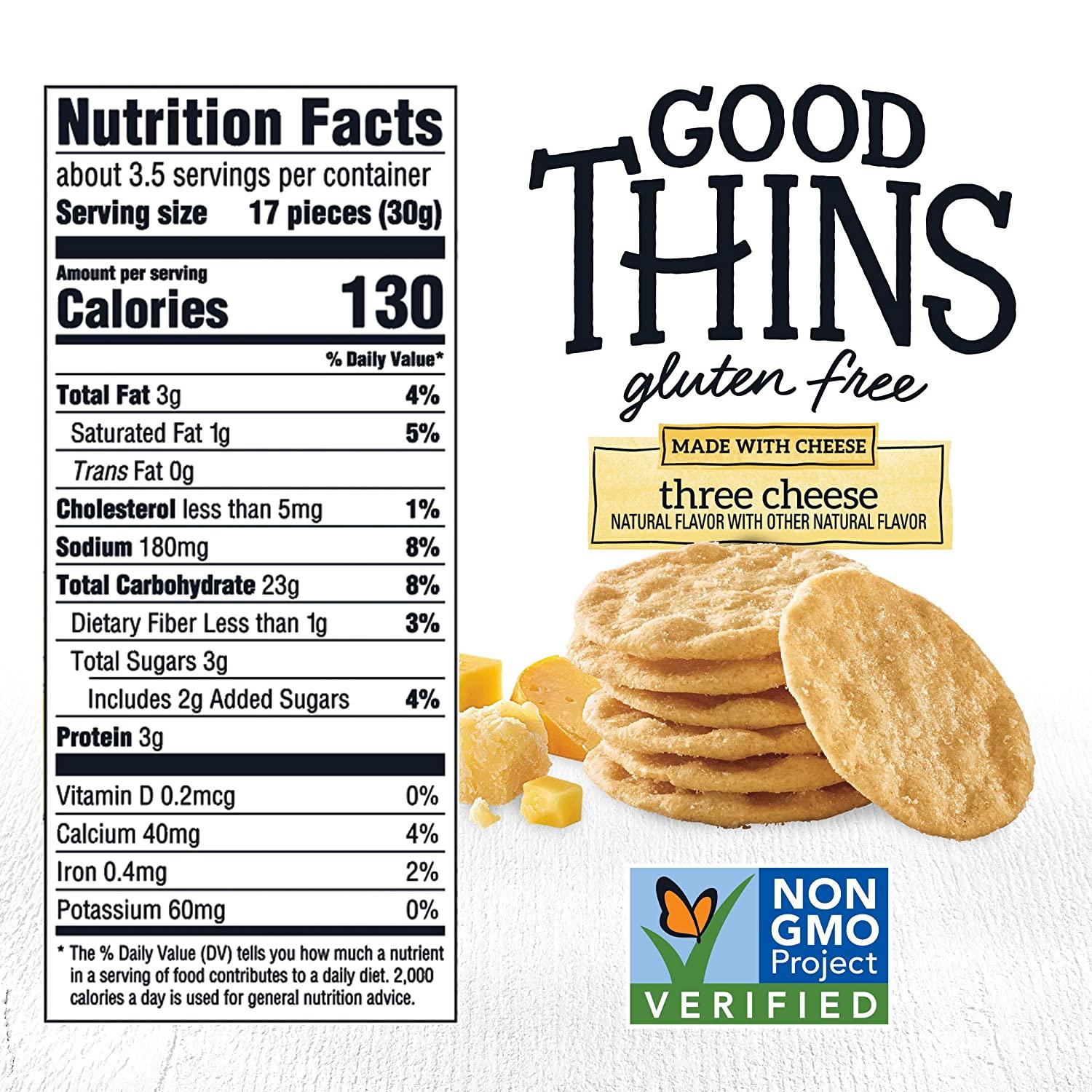 Good Thins Three Cheese Rice & Cheese Snacks Gluten Free Crackers, 3.5 oz