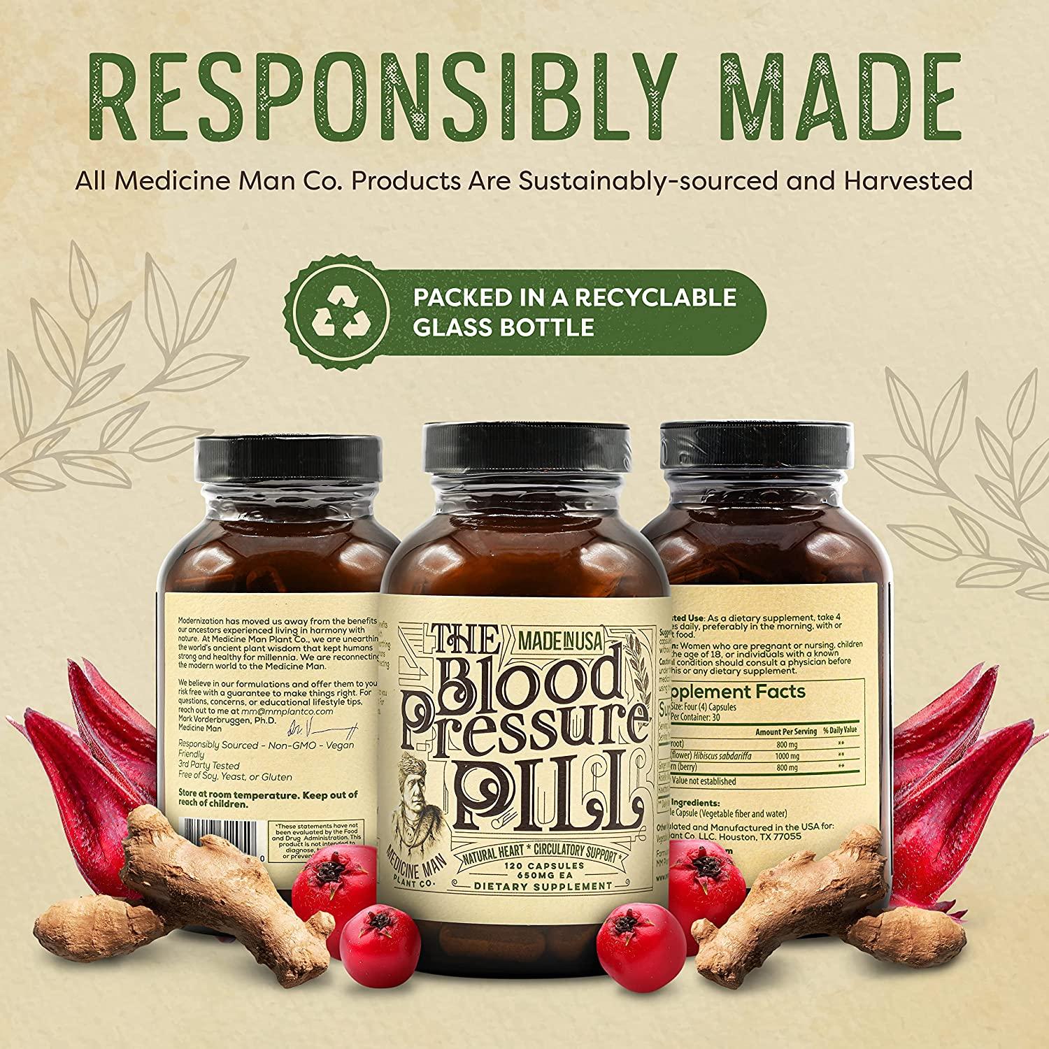 The Blood Pressure Pill 120 Capsules Natural Herbal Pills for High Blood Pressure with