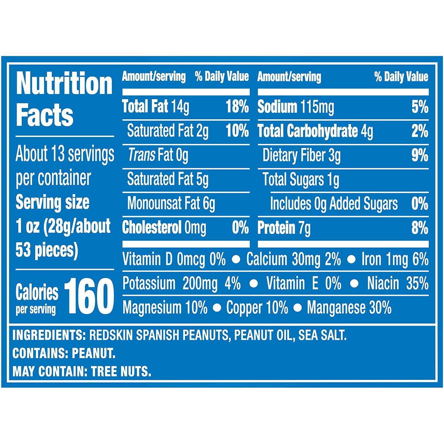 Planters Redskin Spanish Peanuts 12.5 oz Canisters (Pack of 6)