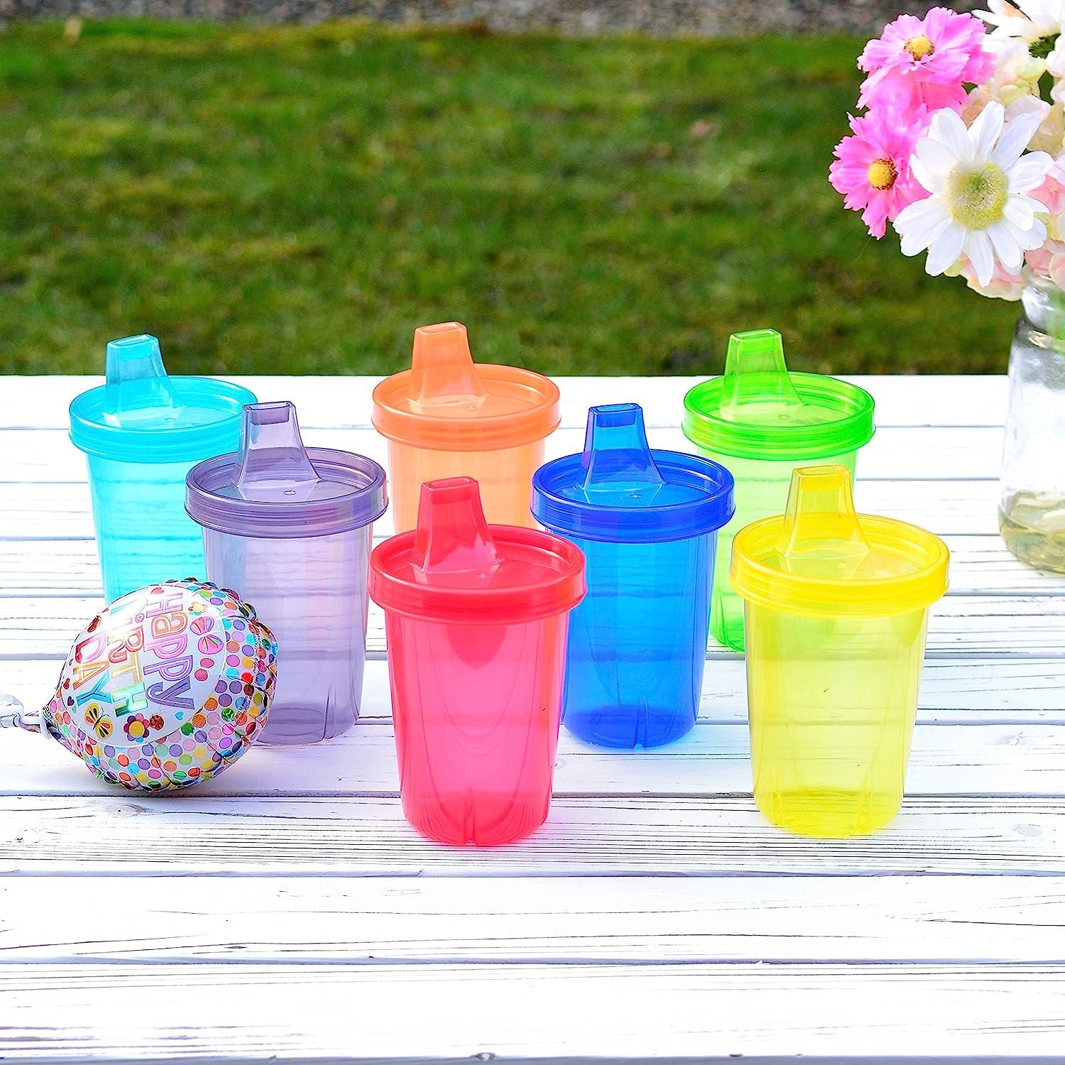 Youngever 7 Pack Kids Sippy Cups Sippy Cups for Infant Kids Toddler 7  Assorted Color Sippy Cups
