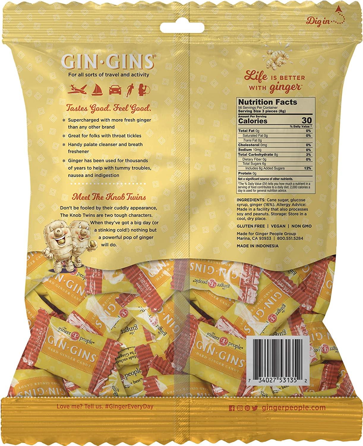 The Ginger People Gin Gins Hard Candy 1 pound bag Double Strength 16 Ounce