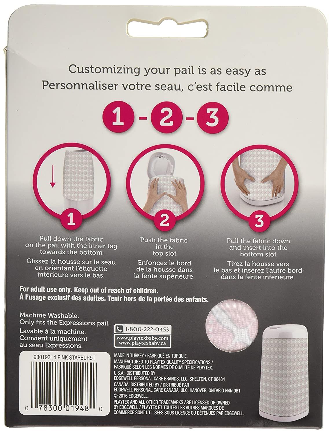 Playtex Diaper Genie Expressions Diaper Pail Fabric Sleeve, Pink Starburst