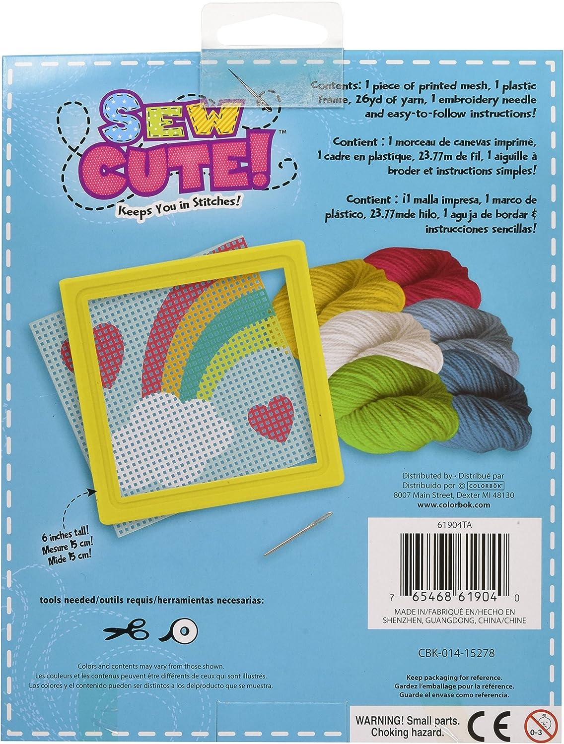Colorbok Rainbow Learn to Sew Needlepoint Kit, Yellow Frame, 6 x 6