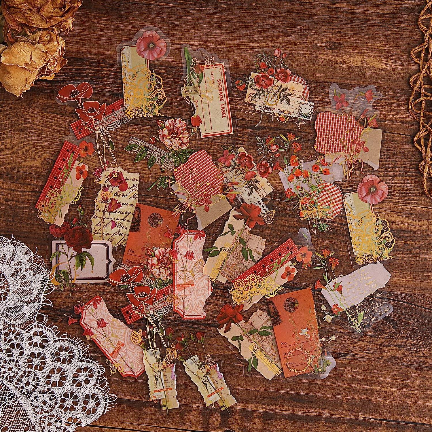 Dizdkizd Gold Foil Floral Stickers (180 Pieces) Transparent Aesthetics