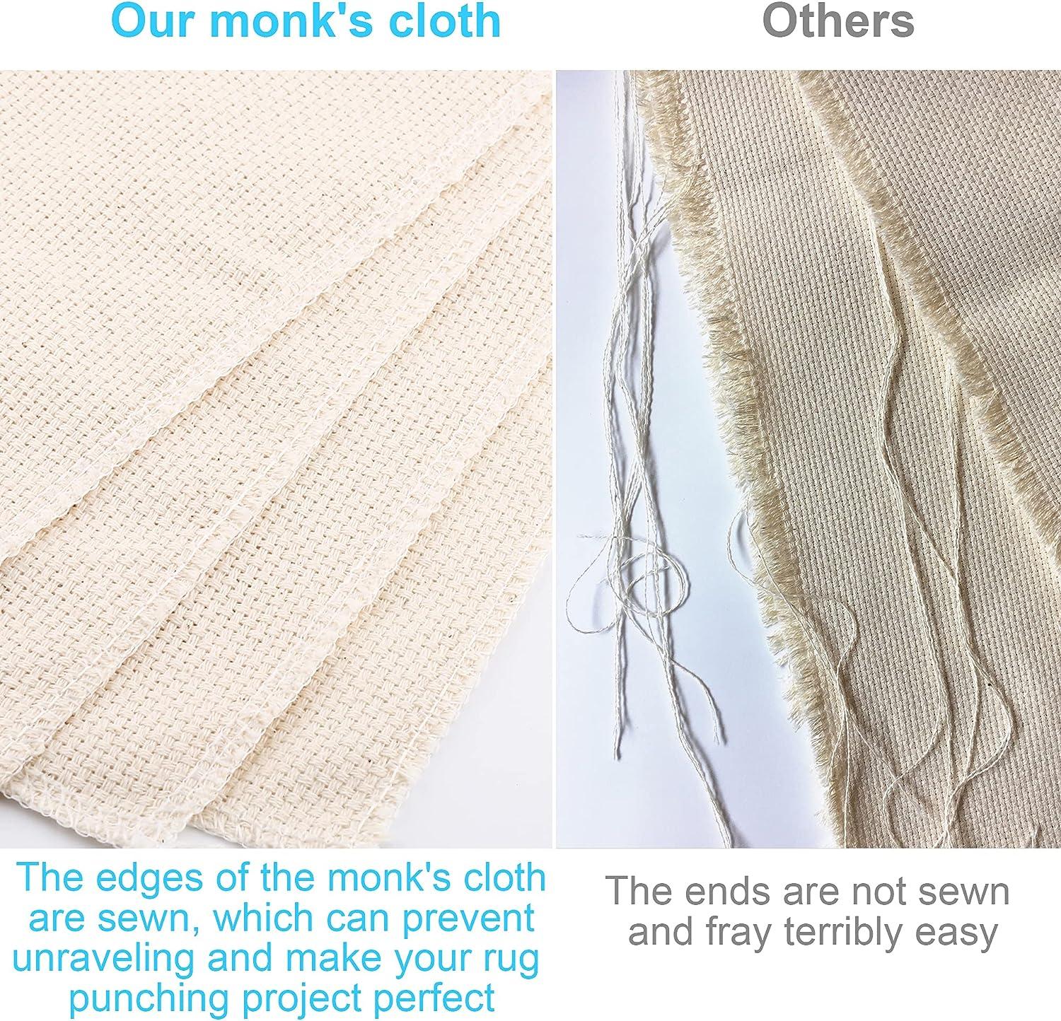 Monks Cloth for Punch Needle Fabric Needlework Fabric for Rug Making (2PCS  26.4x19.6 Inch)