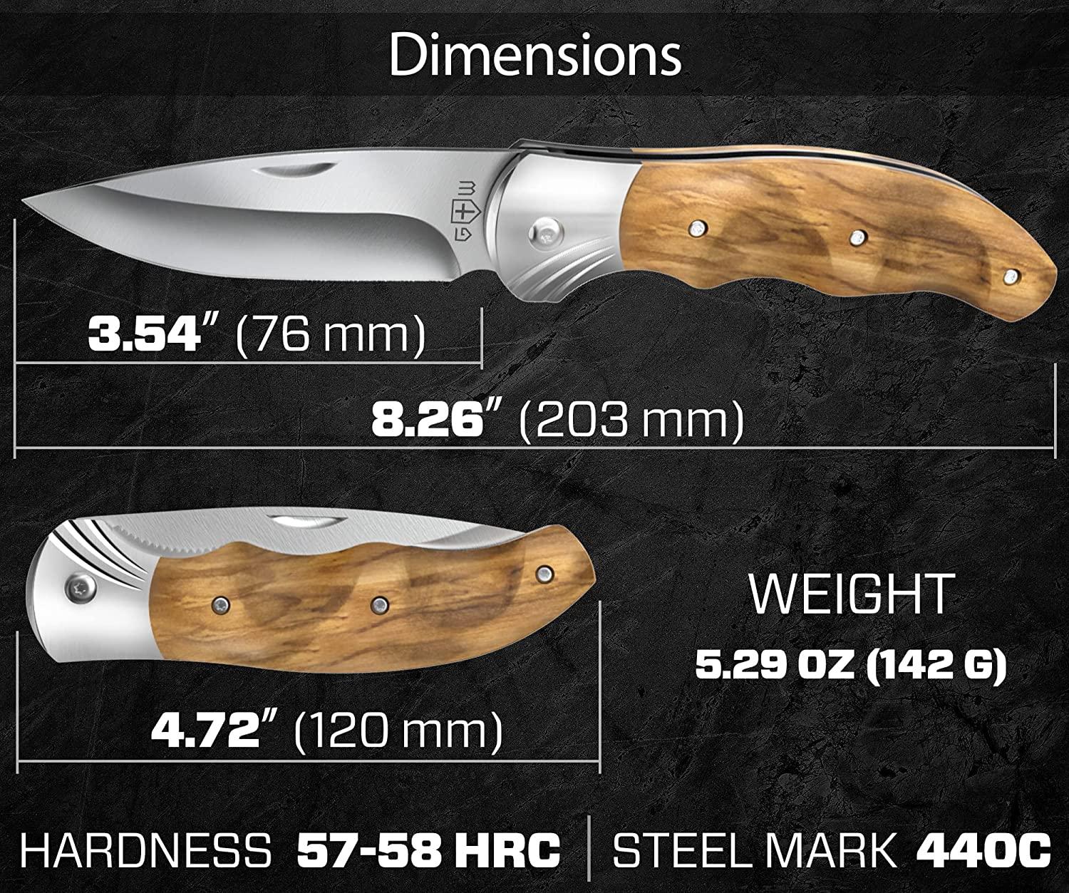 Gentleman's Folding Pocket Knife with Wood Handle Sharp Blade for