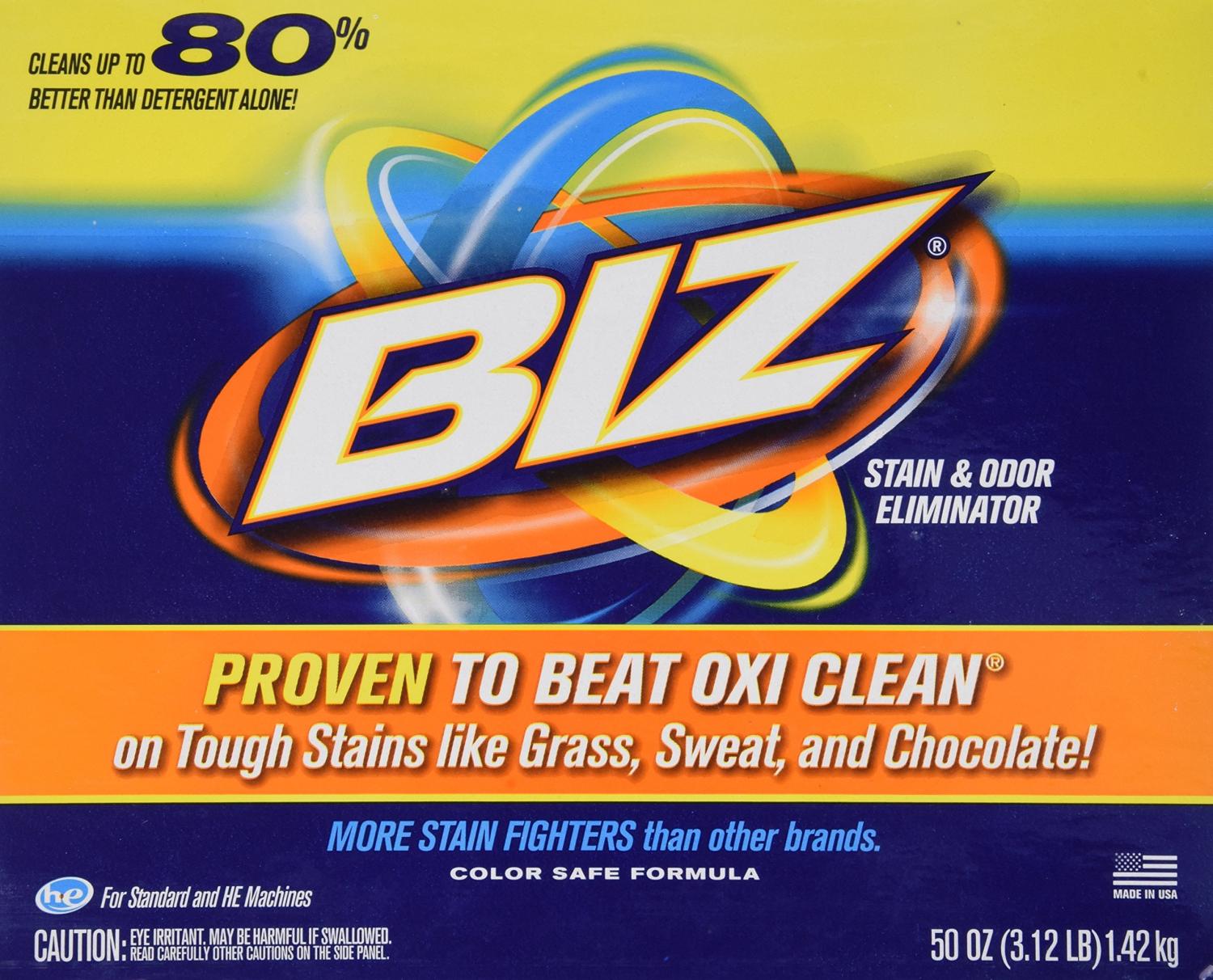 Biz Detergent Stain and Odor Eliminator 50 Oz Powerful Laundry Solution