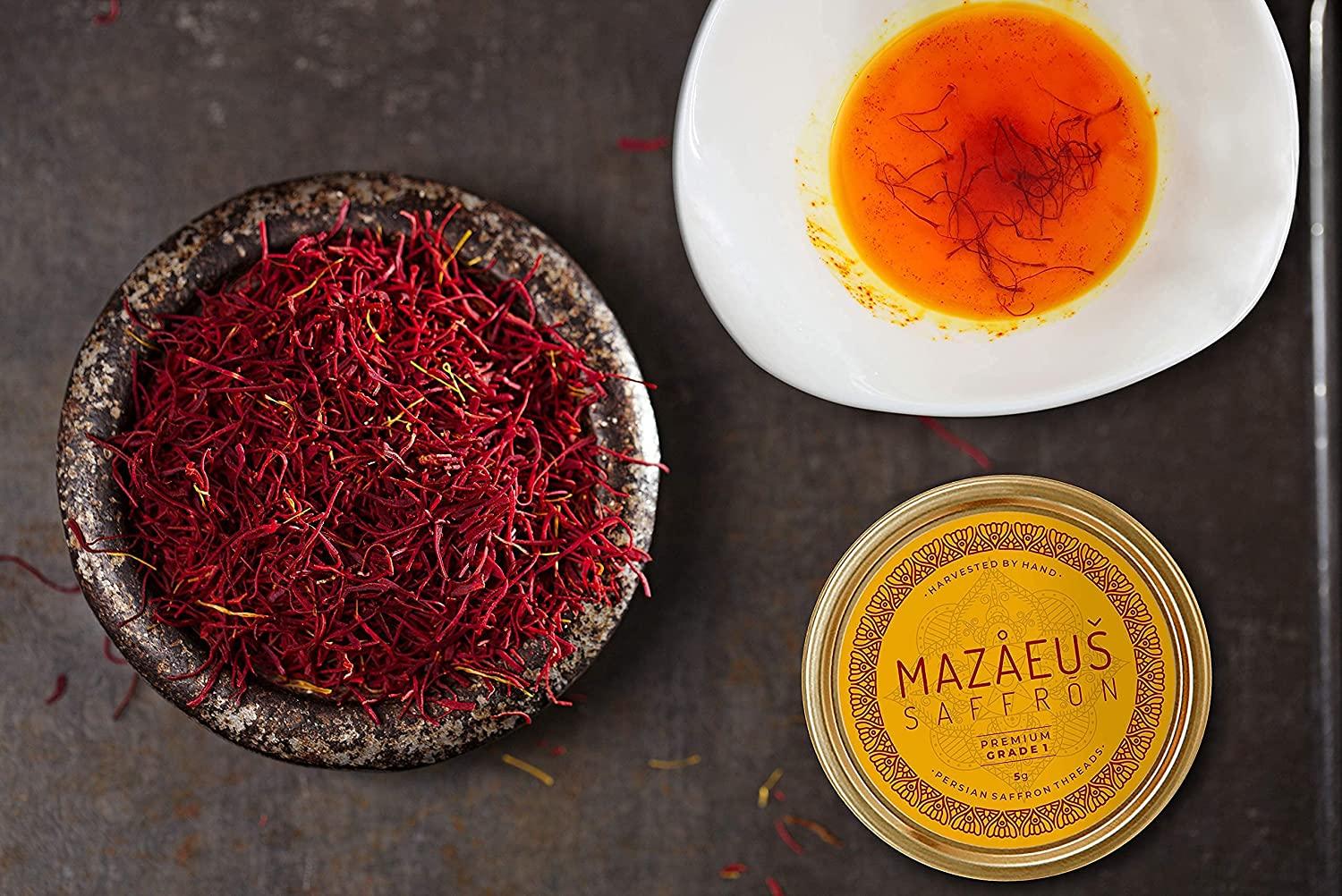 Mazaeus Premium Pure Saffron Threads Grade1 Natural AllRed Persian