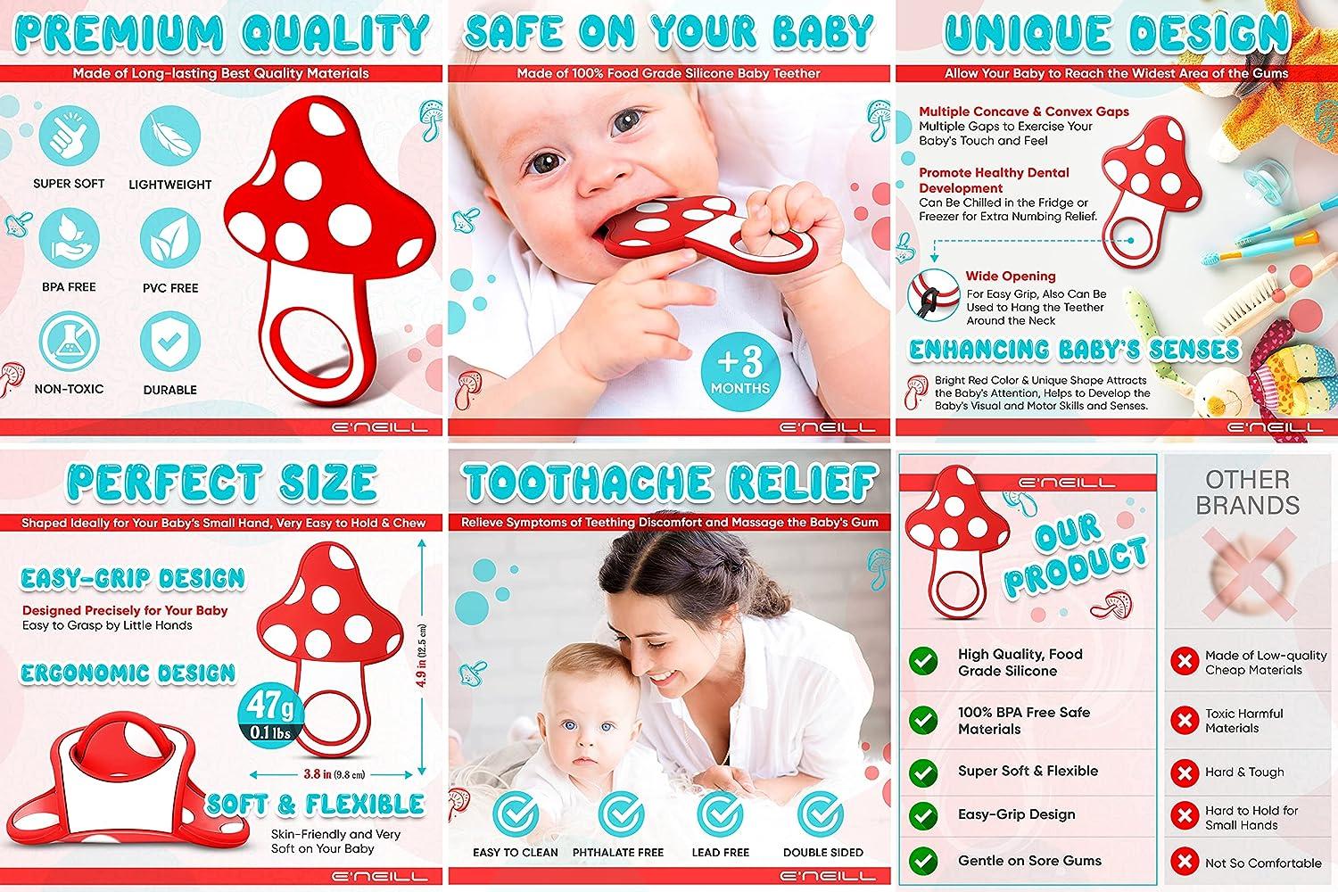 Mushroom Teething Toy Sensory & Visual Exploration and Teething