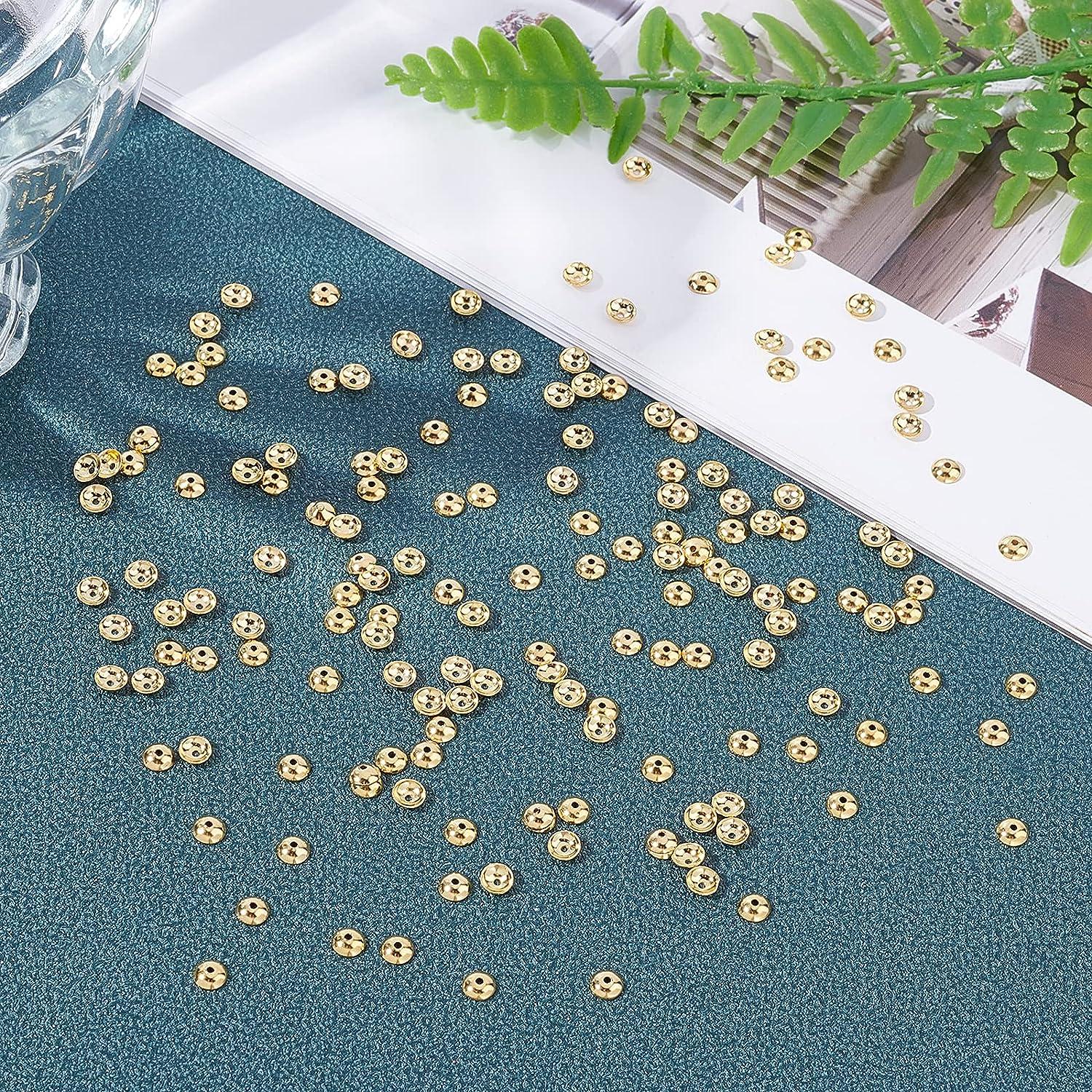 UNICRAFTALE About 150pcs Apetalous Flower Bead Caps, 4mm Stainless Steel  Spacer Caps, Golden Bead Cap Spacers for Bracelet Necklace Jewelry Making