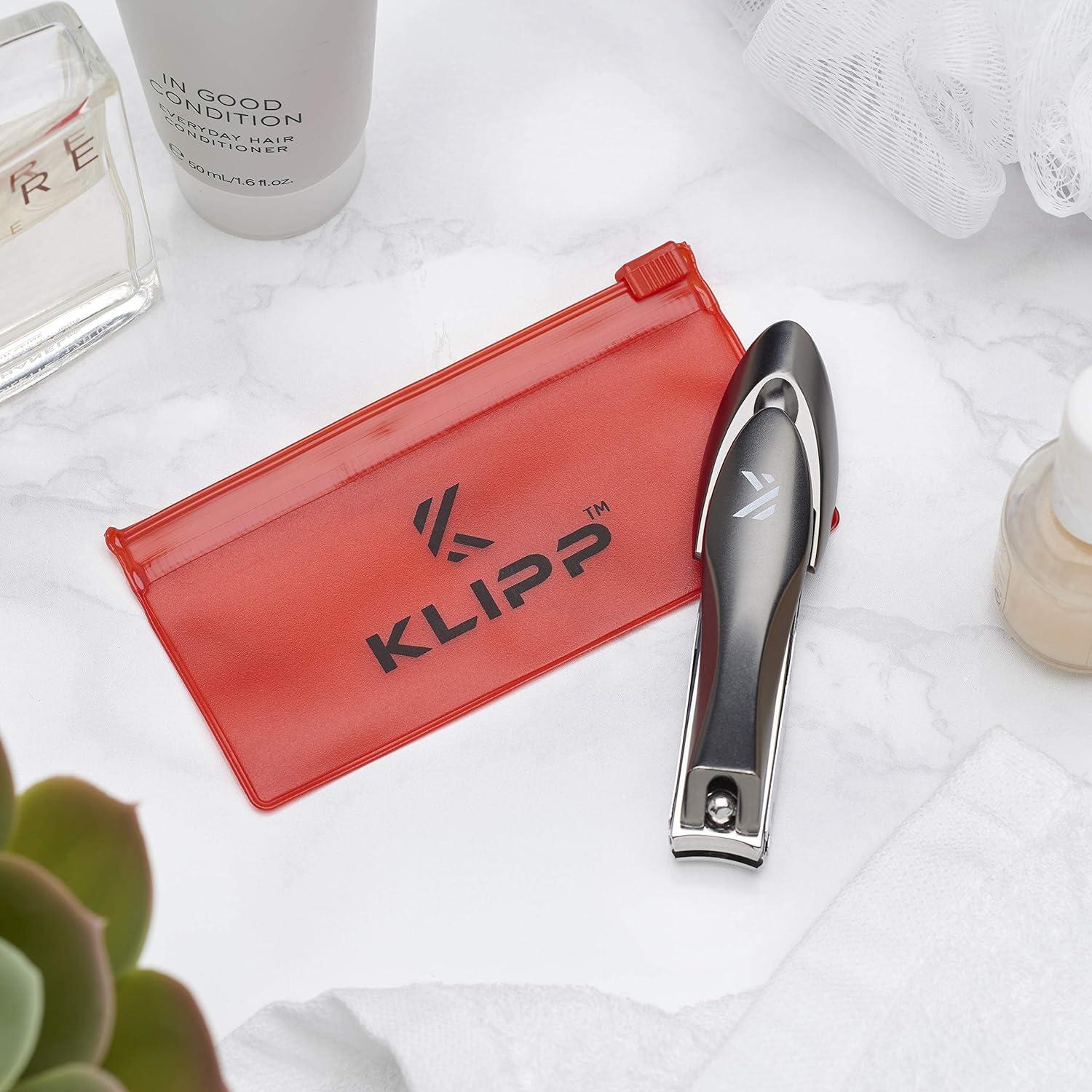 KLIPP Nail Clippers with Catcher Heavy Duty Stainless Steel Fingernail
