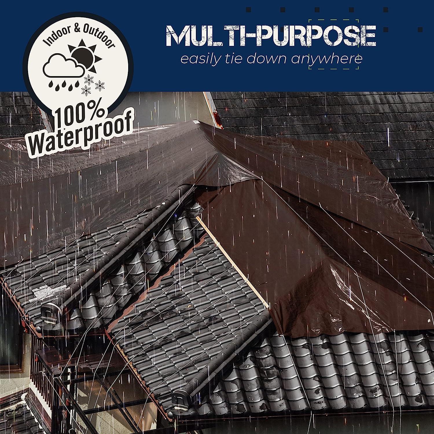 12x16 Tarps Heavy Duty Waterproof Tarp Cover Brown/Silver, Thick