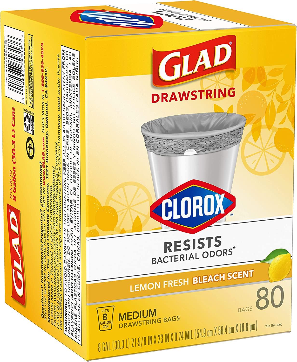 Save on Glad Clorox Lemon Fresh Bleach Scent Medium Drawstring Bags 8 Gallon  Order Online Delivery
