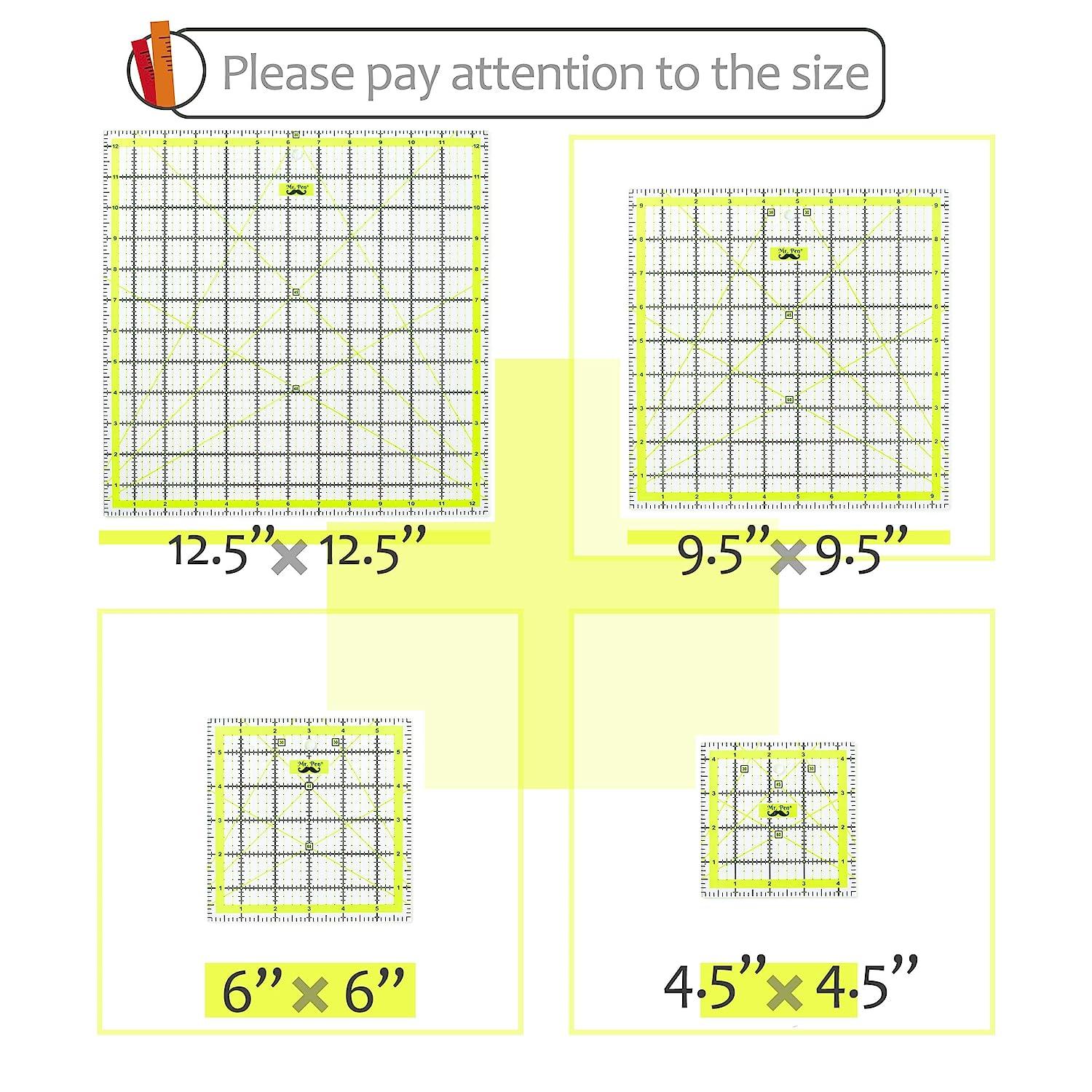 Mr. Pen- Quilting Ruler Set, 4 Pcs, Sizes (4.5X4.5)-(6X6)-(9.5