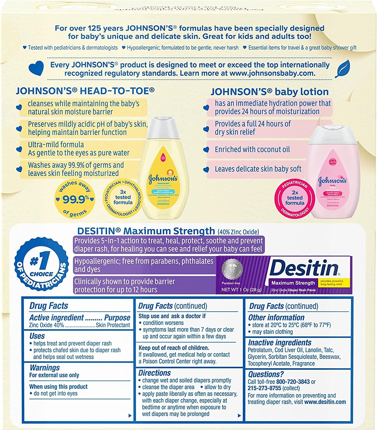 Johnson's Baby Care Essentials Gift Set, Travel-Size, 3 items