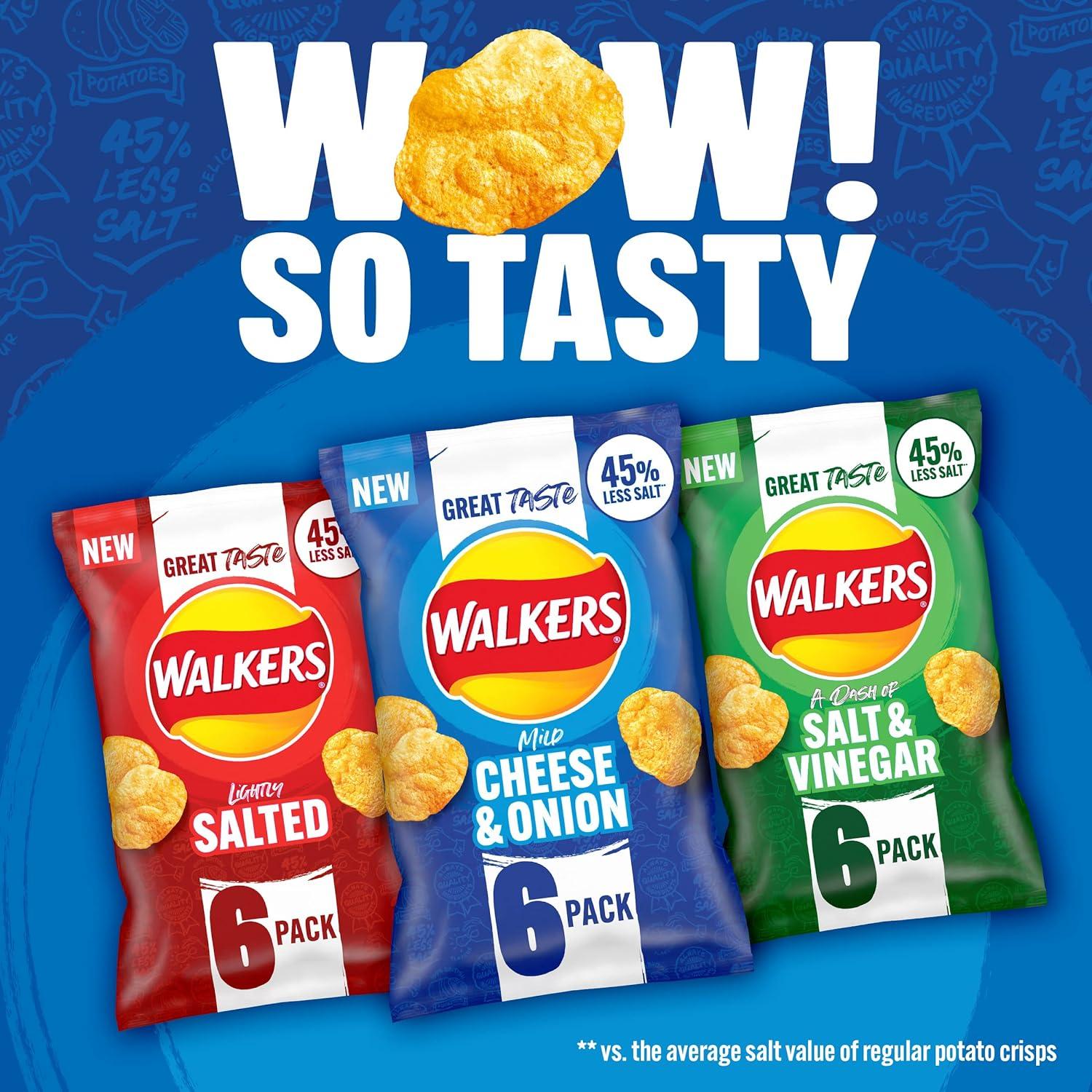 Walkers Less Salt Dash of Salt & Vinegar 6pk Green | Buy Now with ...