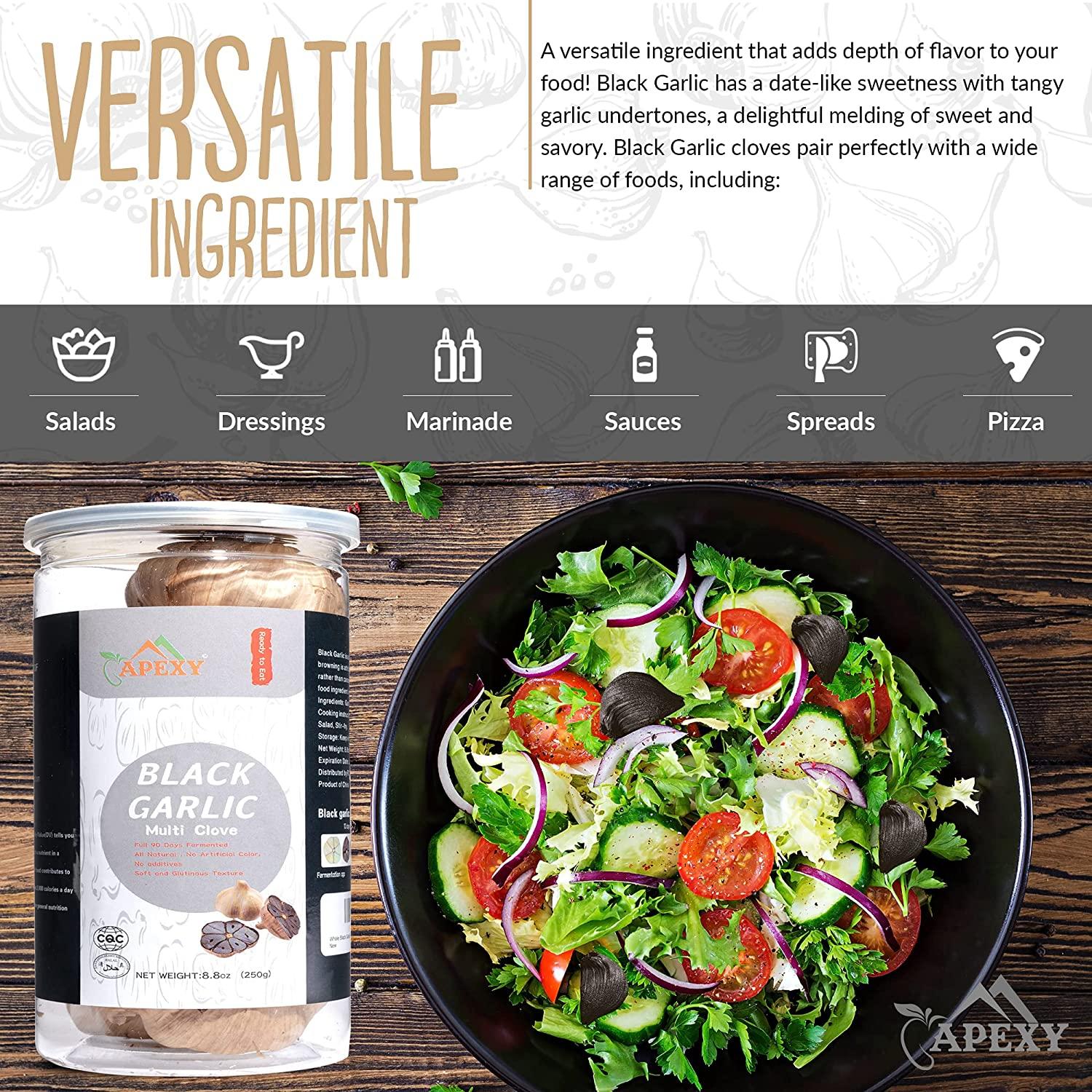 APEXY Whole Black Multi Clove Garlic Fermented for 90 Days