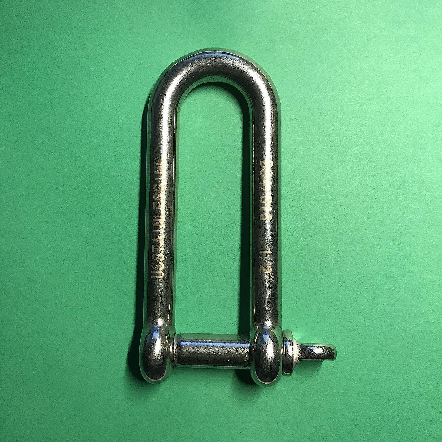 US STAINLESS Stainless Steel 316 Long D Shackle 1/2" (12mm) Marine Grade Dee - View #9