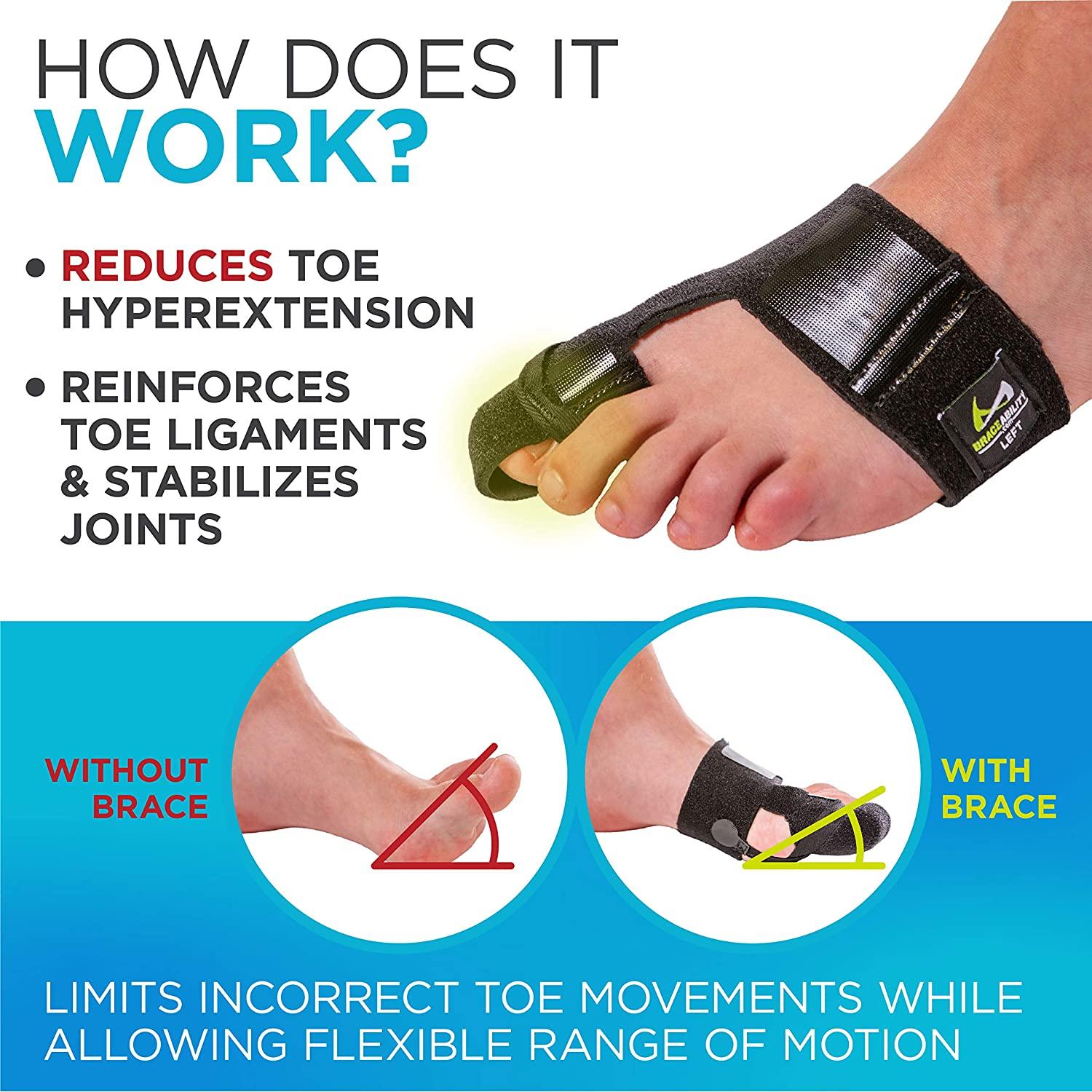 BraceAbility Turf Toe Brace for Right Foot Support Splint with Straps for Sprains & Hallux