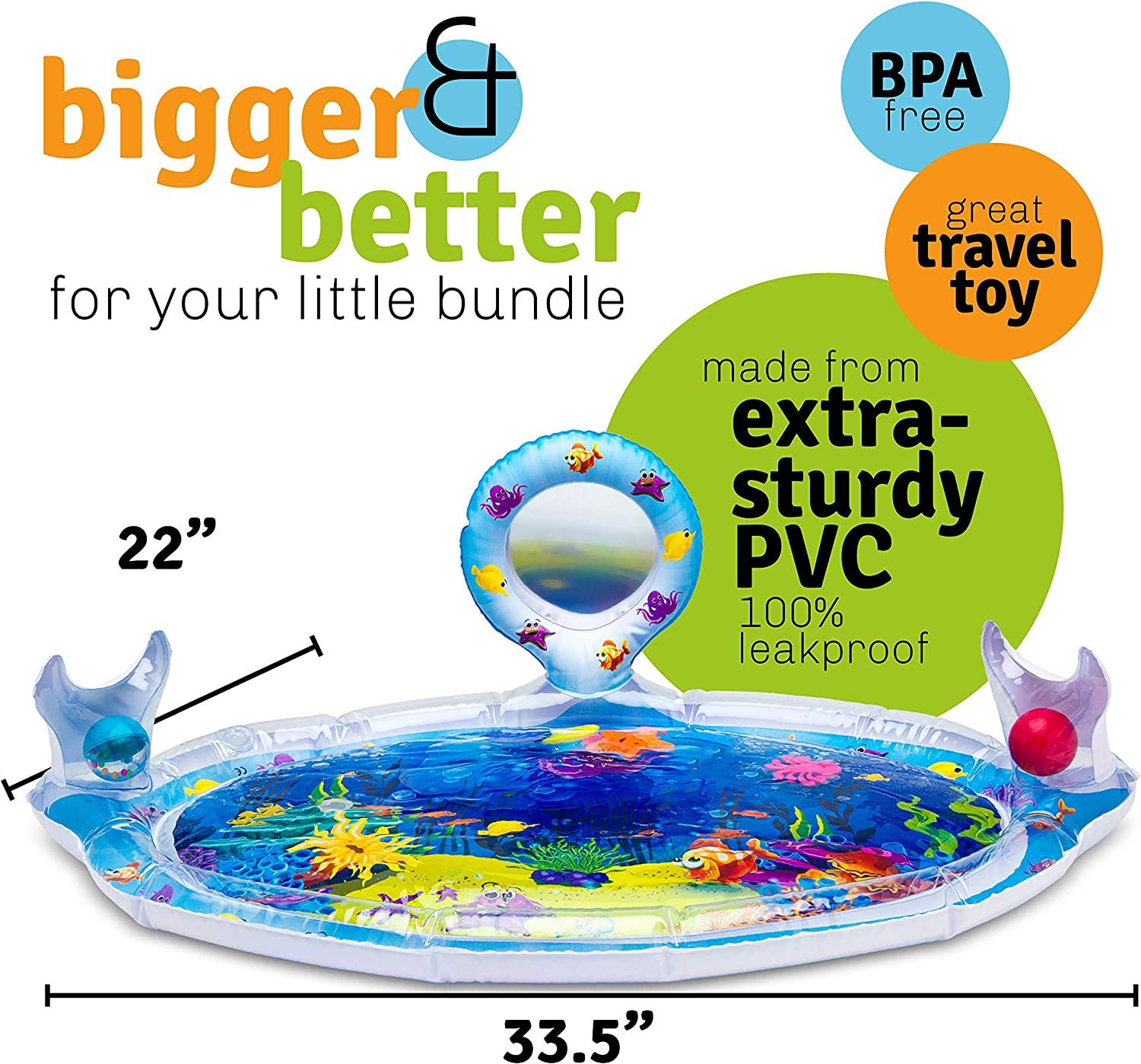 Splashin'kids Inflatable Tummy Time Premium Water mat with Mirror and