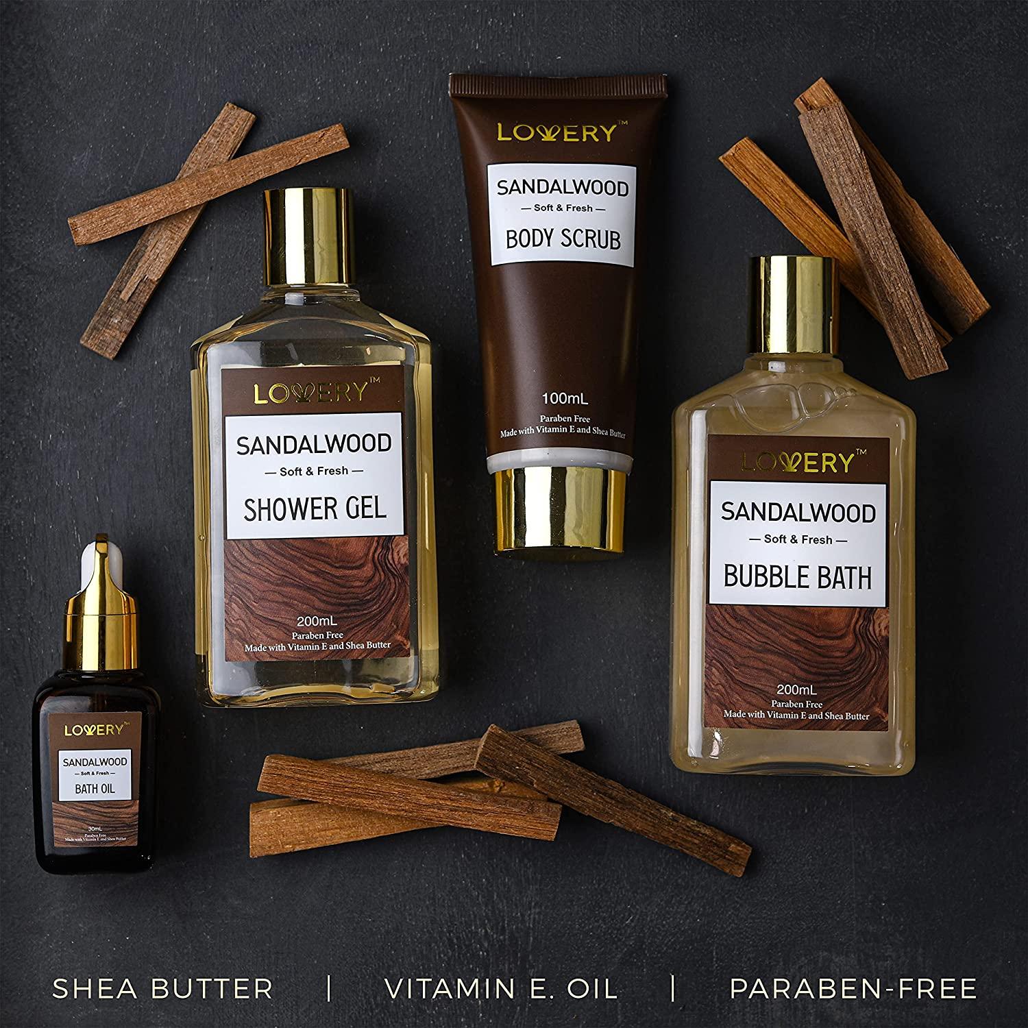 Gifts for Him, Sandalwood Bath Gift Set, Personal Self Care Spa Kit