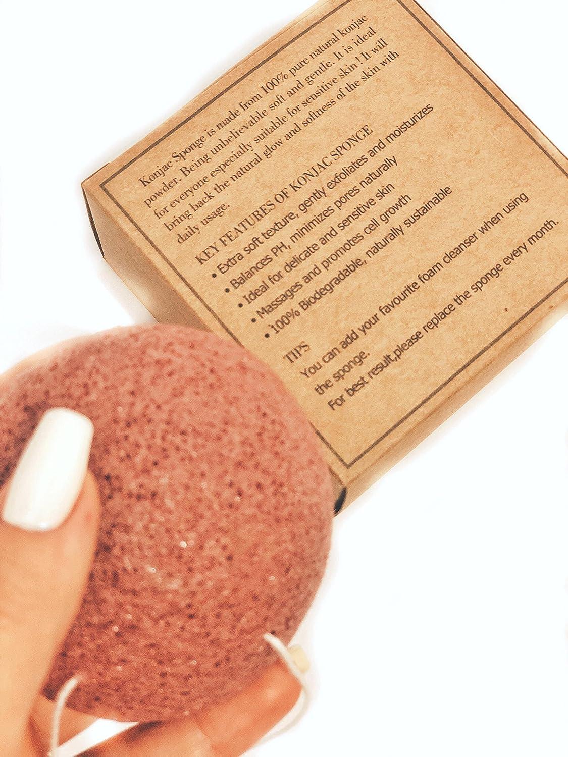 Konjac Sponge with French Red Clay and Activated Charcoal Natural