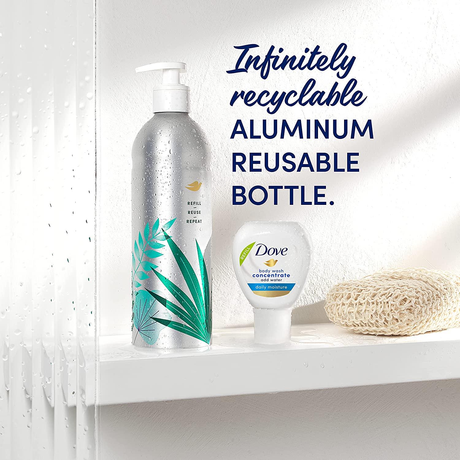 Dove Body Wash Concentrate Refills (x2) & Recyclable Aluminum for