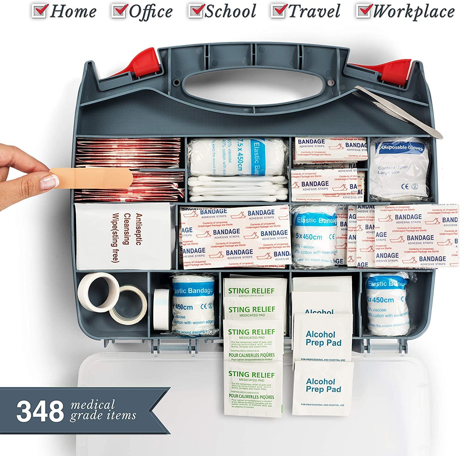 Swiss Safe 2in1 Hardcase First Aid Kit (348 Piece) + Bonus Mini Kit