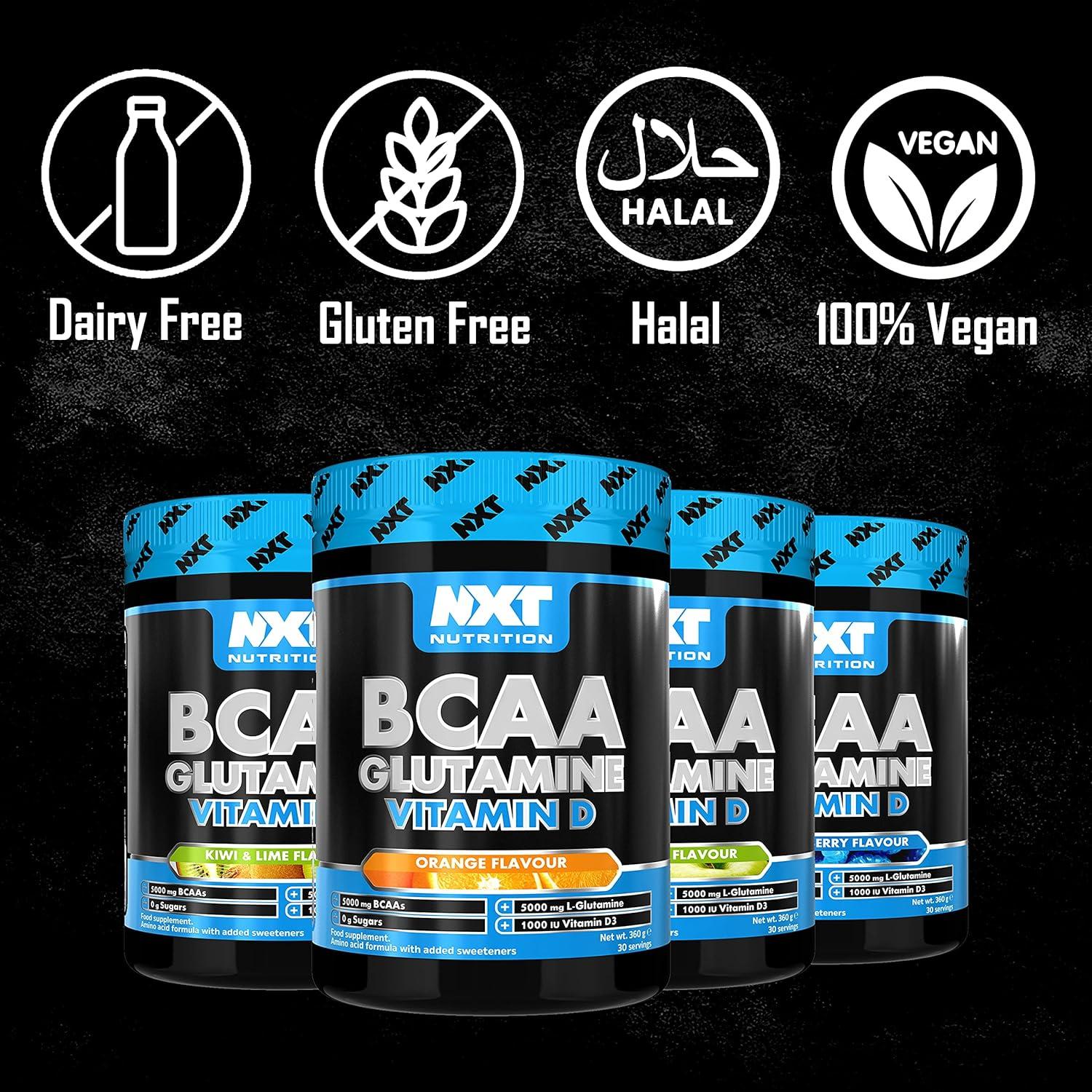 NXT Nutrition BCAA Glutamine & Vitamin D BCAAs Amino Acids with Vitamin D3 and LGlutamine