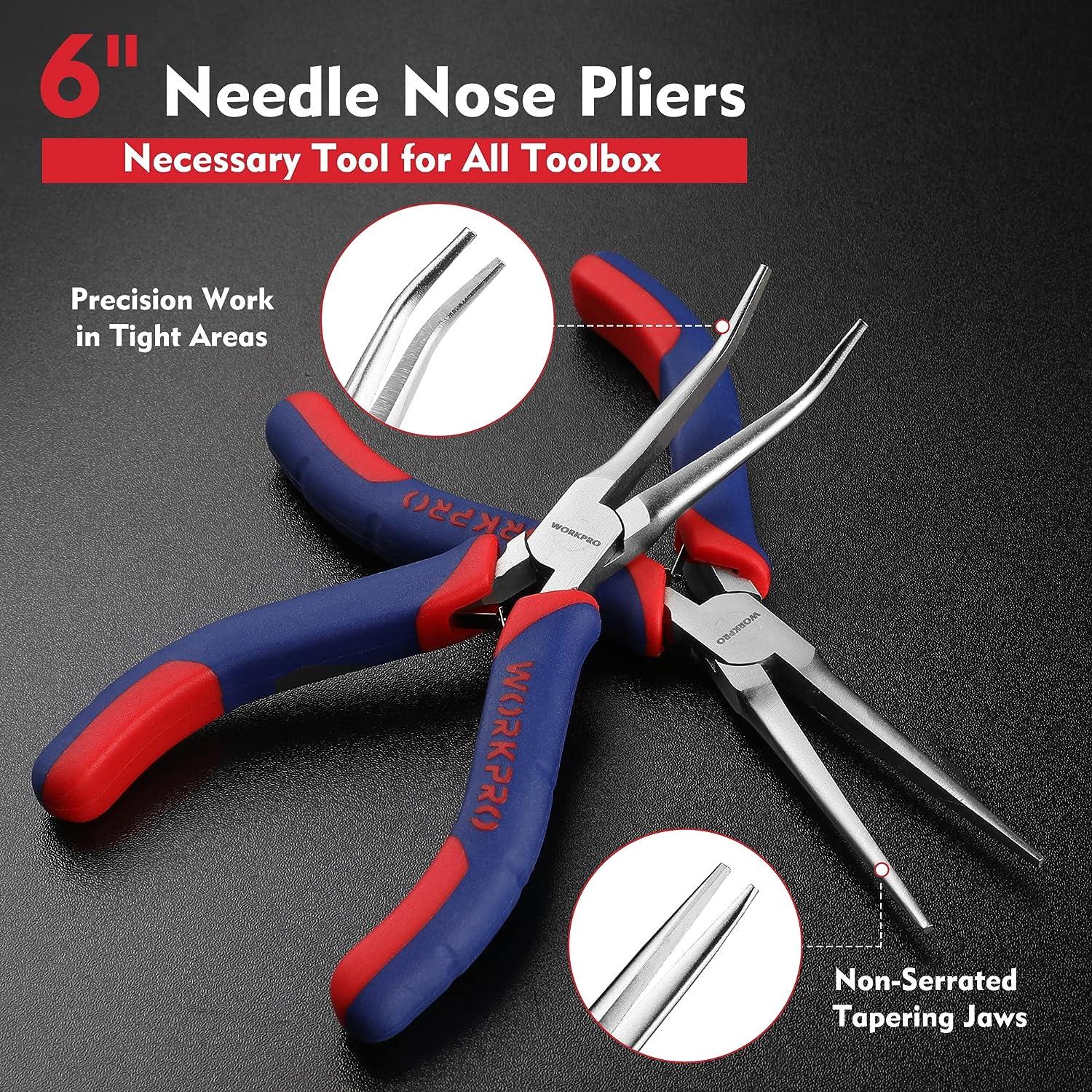 6 Pieces Jewelry Making Pliers Tools Set with Diagonal Nose Pliers, Needle  Nose Pliers, Round Nose Pliers, Curved Nose Pliers, Long Nose Pliers, Flat