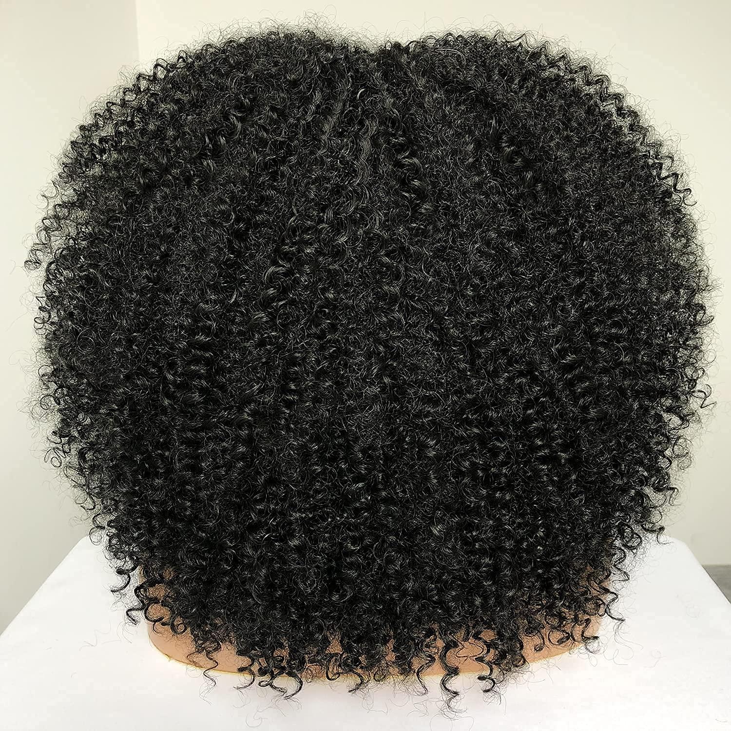 16 Afro Kinky Curly Wig with Bangs for Black Women Synthetic Bomb Wig