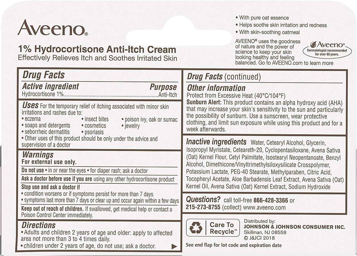 Aveeno Maximum Strength 1 Hydrocortisone AntiItch Cream with Pure Oat