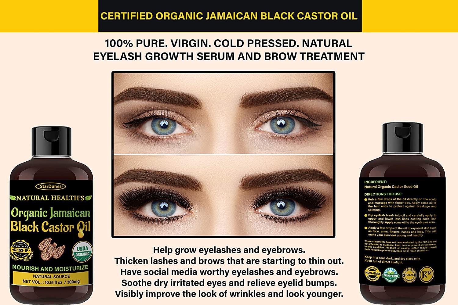 Organic Jamaican Black Castor Oil ( fl oz) USDA Certified 100% Pure  and Natural for Hair Growth, Eyelash Growth, Eyebrow Growth, Hair and Lash  Growth Serum. For Lash growth and to prevent