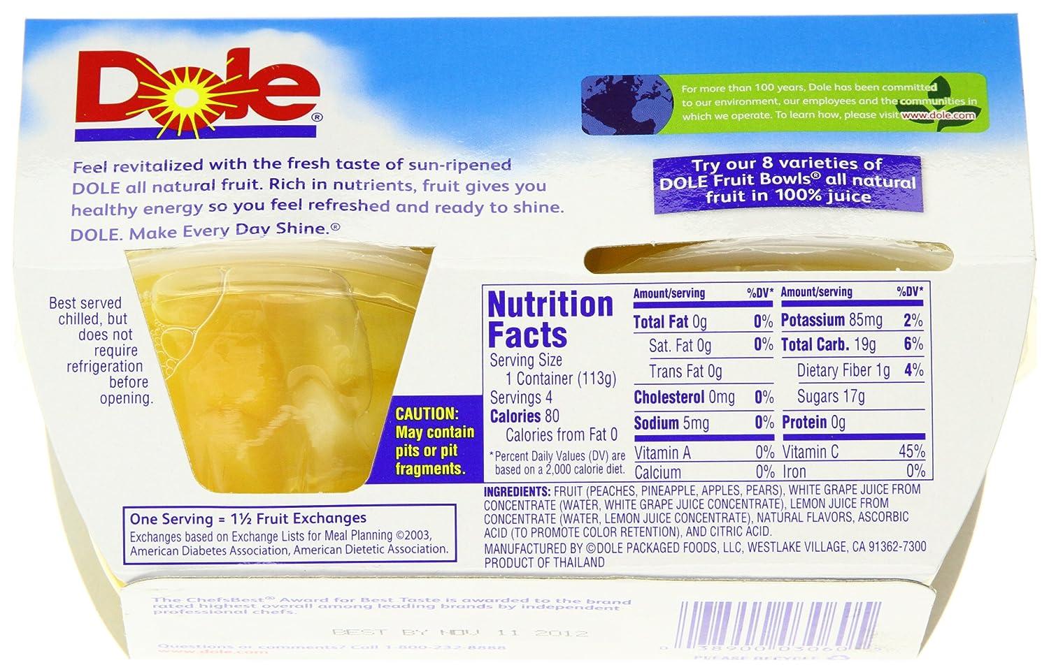 Dole Mixed Fruit in Light Syrup 4 Pack 4 oz Cups Delicious and