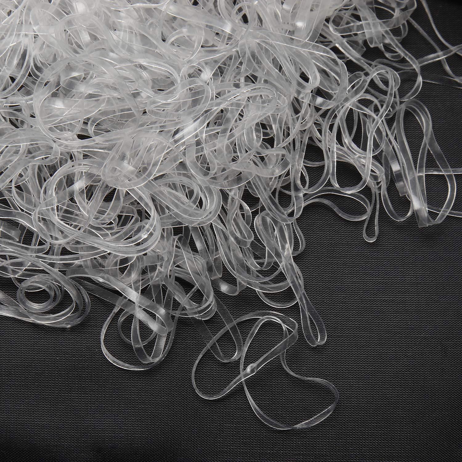1500 Pcs Small clear hair elastics, clear elastic hair band, Soft plastic  hair ties no damage tiny rubber bands for girls