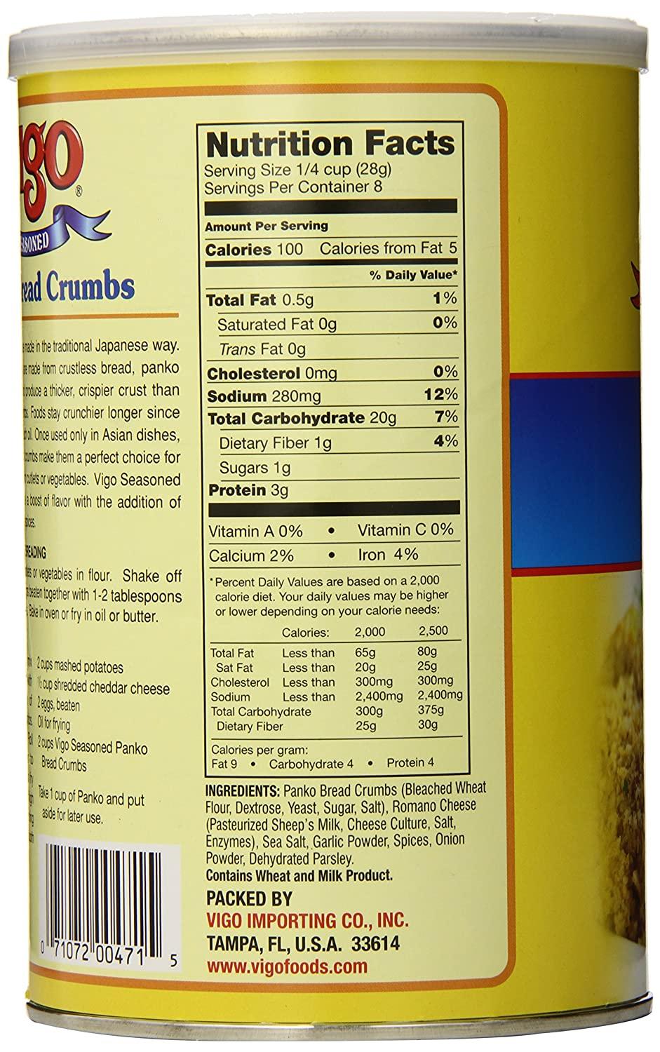 Vigo Italian Style Seasoned Bread Crumbs, with Imported Roman Cheese