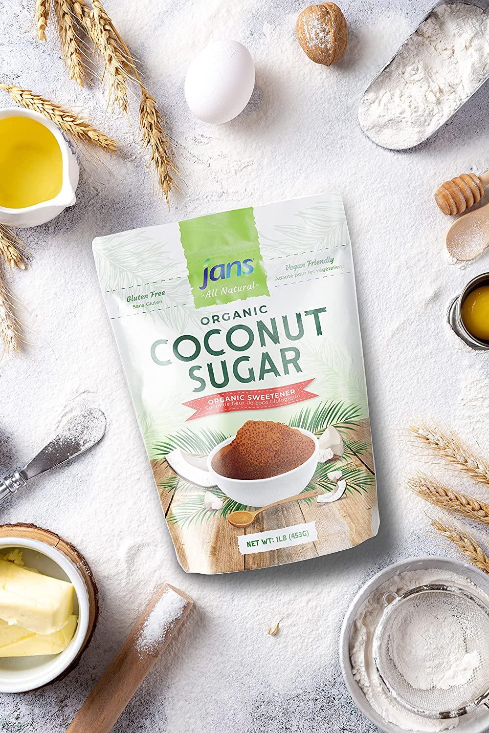 Jans All Natural Organic Coconut Sugar 16 oz GlutenFree Certified