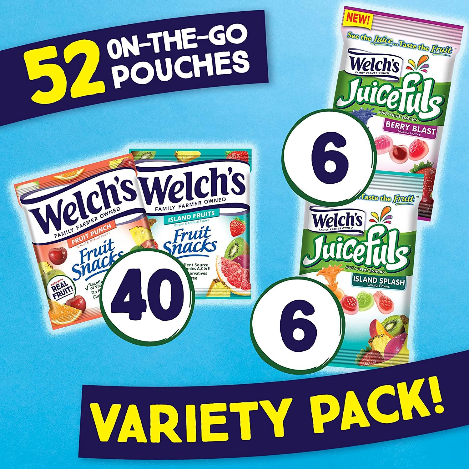 Welch's Fruit Snacks Combo Variety Pack, Juicefuls Berry Blast & Island