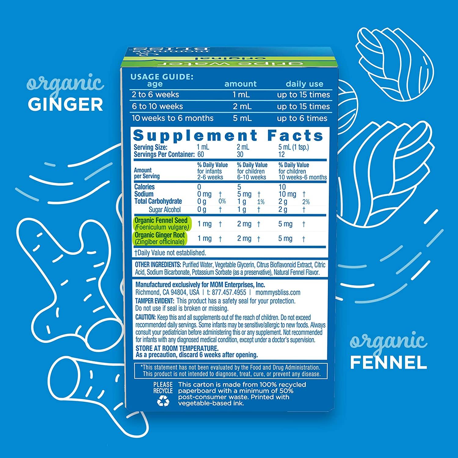 Mommy's Bliss Gripe Water Original 2 Fl Oz & Baby Gas Relief Drops 1 Fl Oz Combo Pack, Helps