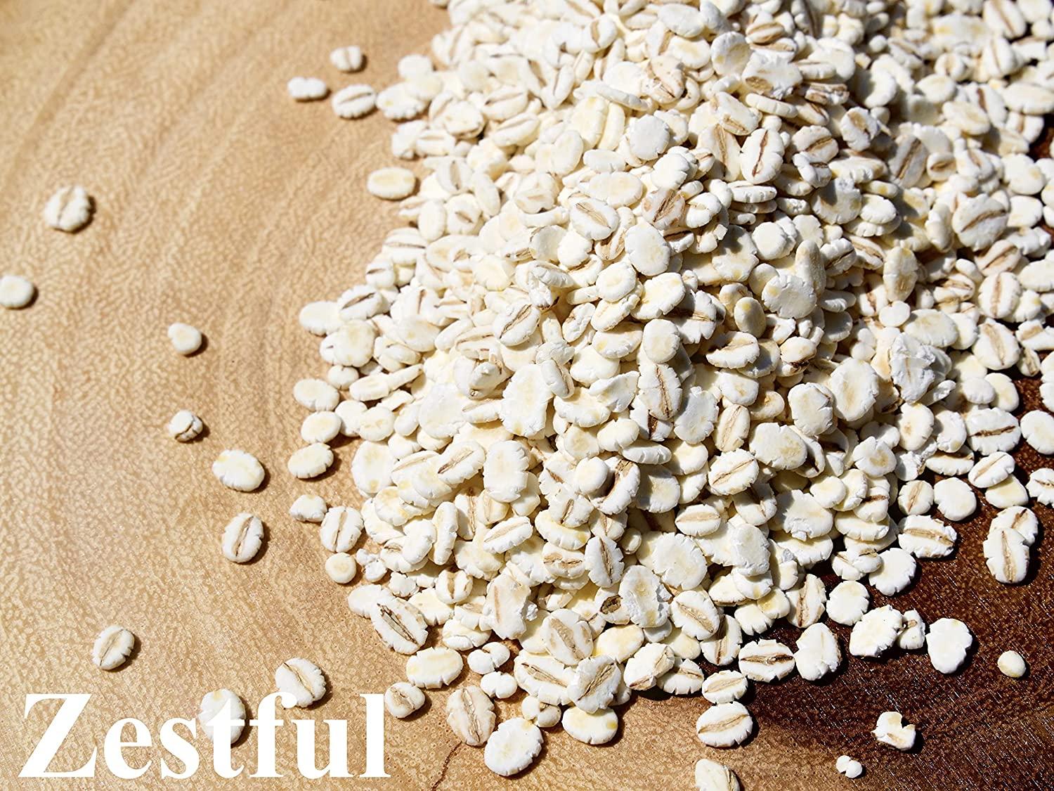 Zestful Foods Whole Grain Rolled Barley Pressed Barley 3 Pounds grown