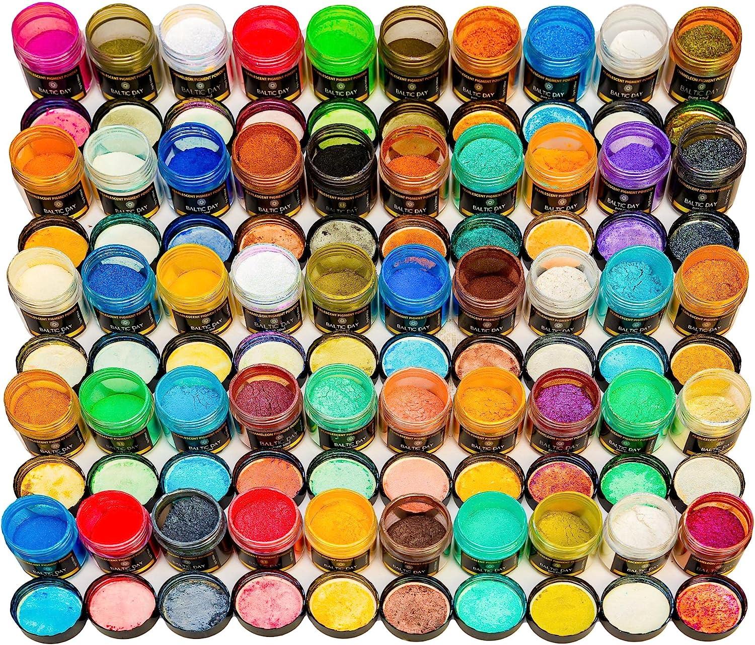 Mica Powder Set – 75 Color Jars of Pigments Including 5 Chameleon Powd —  BALTIC DAY