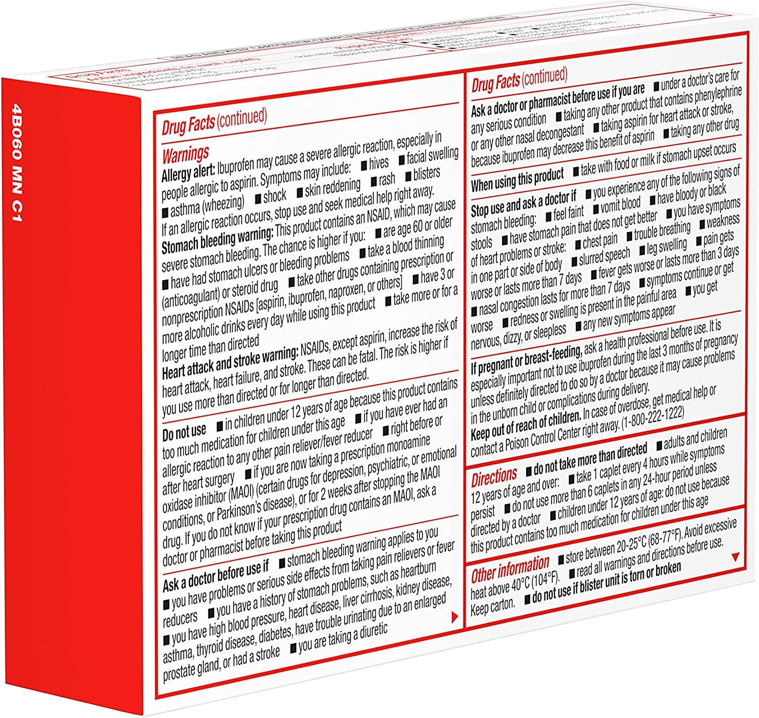 Sudafed PE NonDrowsy Head Congestion + Pain Relief Caplets with