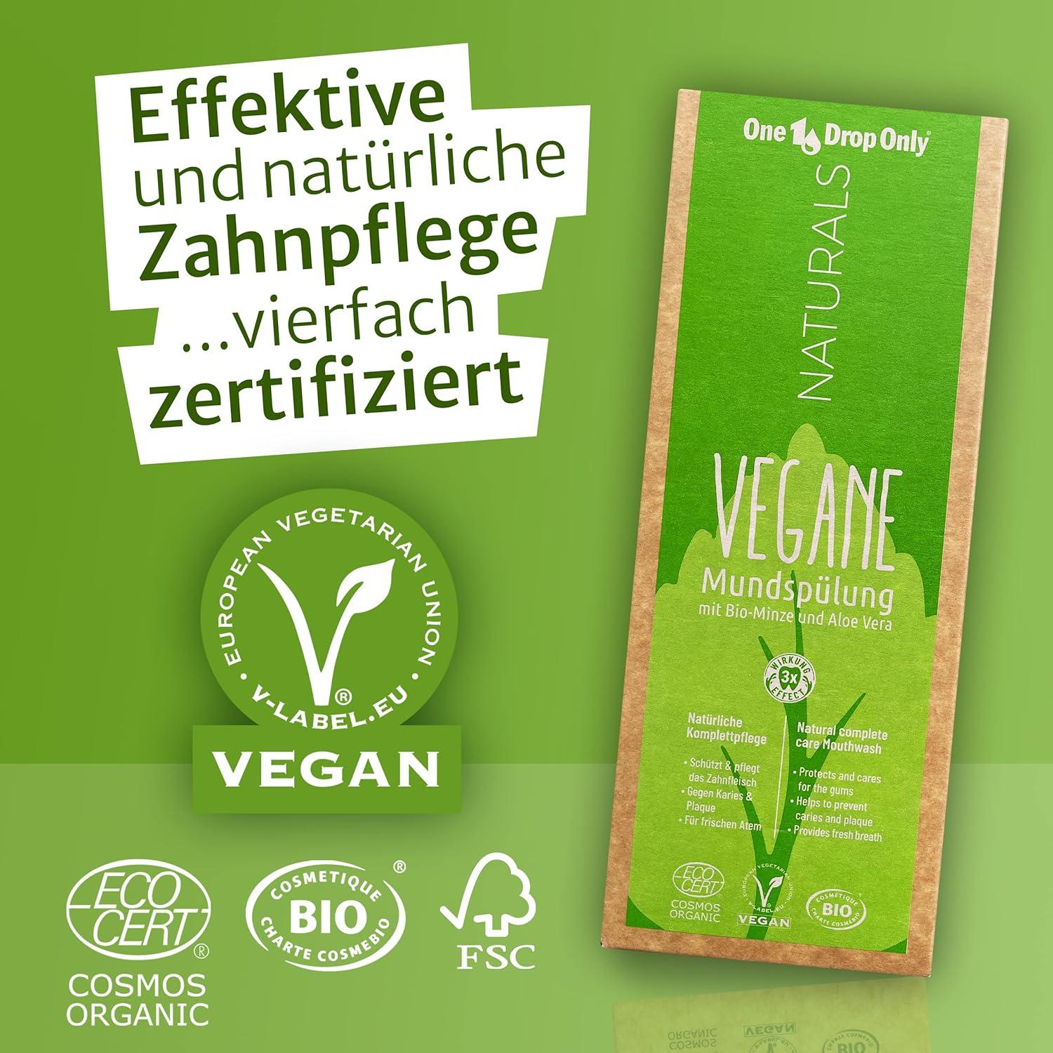 One Drop Only Naturals Vegan Mouthwash 500ml - Organic Mint & Aloe Vera |  Sustainable Oral Hygiene | Buy Now with Express International Delivery |  GoSupps.com
